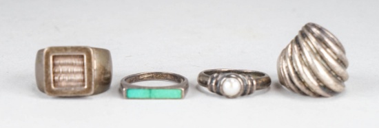 2 925/Sterling Rings & 2 Silver Colored Rings