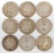 9 Silver Elizabeth 25 Cent Coins