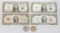 2-1935A $1 Silver Certs, 1928-G Red Seal Note & 1963 Red Seal, 40% Silver Kennedy Halves.