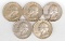 5 Washington Silver Quarters (1954-D,1962-D, 1964-P, & 2-1964-D)