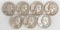 7 Washington Silver Quarters (1951D,1952S,1952D,1957D,1958P,1958D,1959D)