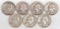 7 Washington Silver Quarters (1951P,1951D,2-1953D,2-1956P,1958D)