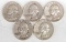 5 Washington Silver Quarters (2-1951D,2-1957D,1958D)