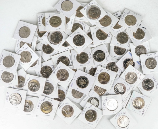 60 +/- Kennedy Half Dollars; Various Dates/Mints