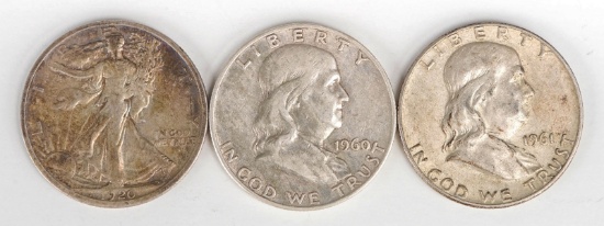 1920 Walking Liberty, 1960-D & 1961-D Franklin Half Dollars