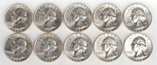 10 - 1964-D Washington Silver Quarters
