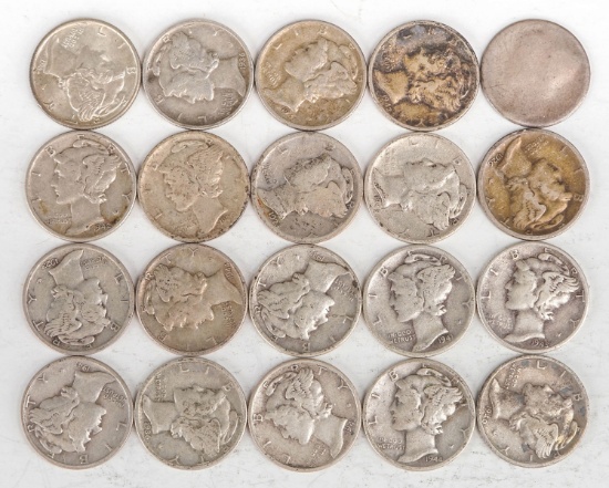 20 Mercury Silver Dimes, Various Dates/Mints