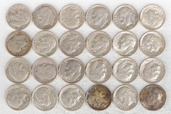 24 Mercury Silver Dimes, Various Dates/Mints