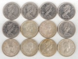 12 Silver Elizabeth 25 Cent Coins