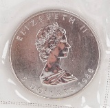 1988 Elizabeth II $5 Canada Dollar, 1 oz. .999 Fine Silver Coin