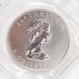1988 Elizabeth II $5 Canada Dollar, 1 oz. .999 Fine Silver Coin