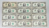 8-1976, 2-1995, 2003 & 2003A $2 Green Seal Silver Certificates