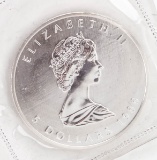 1988 Elizabeth II $5 Canada Dollar, 1 oz. .999 Fine Silver Coin