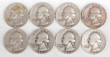 8 Washington Silver Quarters (4-1951P, 4-1953D)
