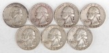 7 Washington Silver Quarters (1951P,1951D,2-1953D,2-1956P,1958D)