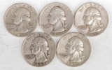 5 Washington Silver Quarters (2-1951D,2-1957D,1958D)
