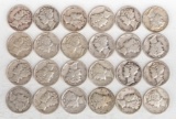 24 Mercury Silver Dimes, Various Dates/Mints