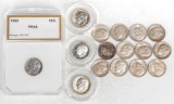 16 Roosevelt Silver Dimes + 1990-S Roosevelt Dime