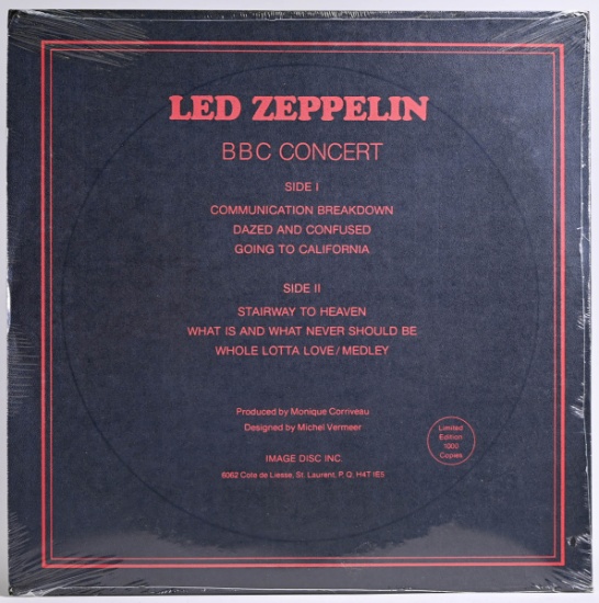 Led Zeppelin "BBC Concert"  LP Vinyl Picture Disc