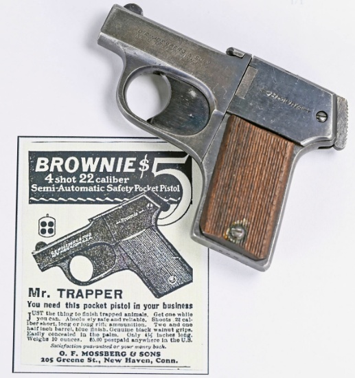 Mossberg "Brownie" 4 Shot .22 Cal. Semi-Auto Pistol, Ca. 1920's