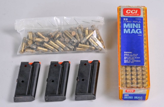 .22 Ammo & Clips - 70+ Rds.