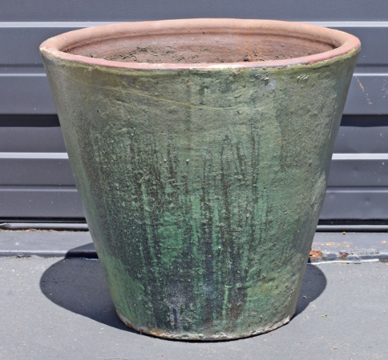 Large Clay Pot w/ Green Finish