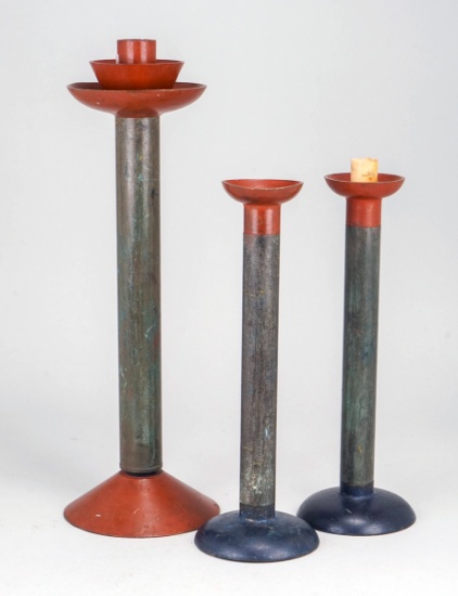 Vintage Milano Series Metal Candlestick Holders - Red Tops