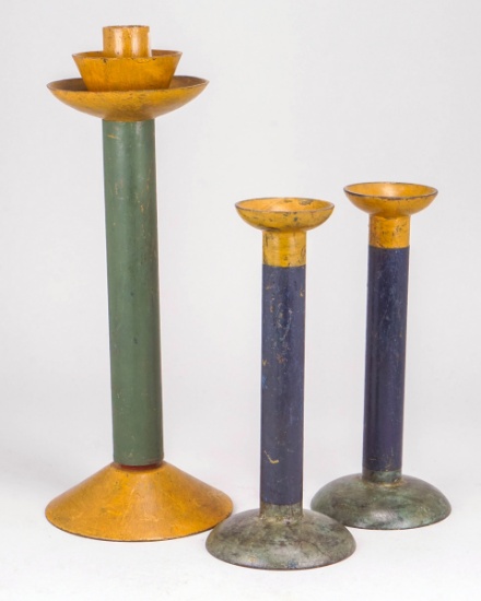 Vintage Milano Series Metal Candlestick Holders - Mustard Yellow Tops