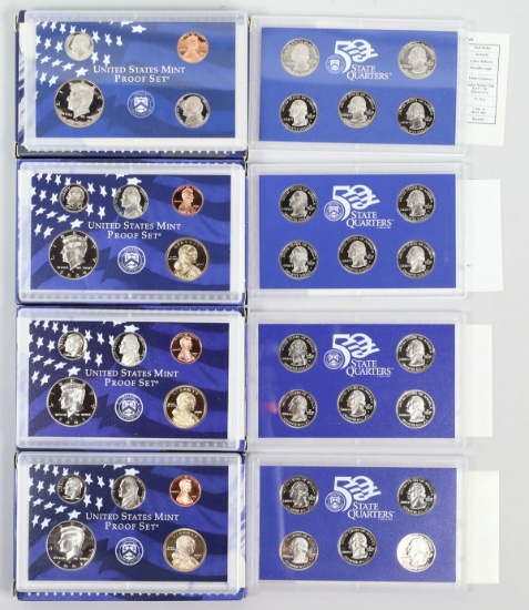 1999, 2000, 2001 & 2002 US Mint Proof Sets