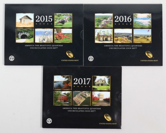 2015, 2016, 2017 "America The Beautiful" Quarters - Uncirculated Coin Sets