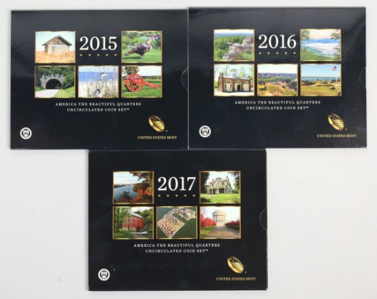 2015, 2016, 2017 America The Beautiful Quarters Uncirculated Coin Sets