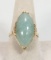 14K Jadeite Style Ring, Sz. 8.50, 5.4 Grams Total Weight