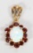 14K Gold Opal Garnet Cluster Setting Pendant, 2.9 Grams