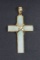 14K Gold & Jade Cross Pendant, 2.7 Grams