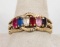 14K Gold Ring w/ Multicolored Stones, Sz. 9.75, 4.1 Grams