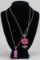 2 - 925 Silver Necklaces w/Pink Howlite Style Pendants