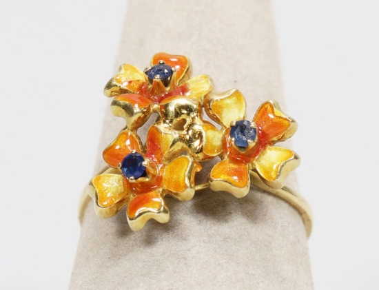 Multi-Colored 18K Gold Ring, Sz. 7.25, 3.3 Grams