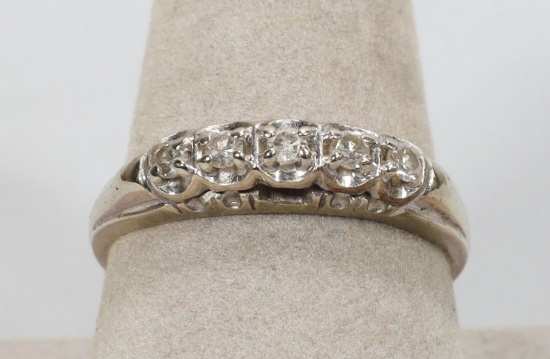 14K Five Diamond Band Ring, Sz. 8.75, 3.1 Grams