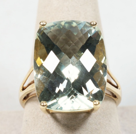 Ross & Simons 14K Green Amethyst Style Cocktail Ring, Size 10