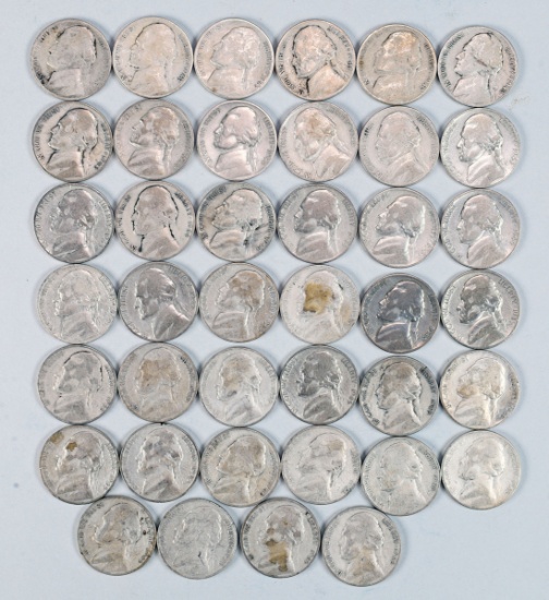 40 War Time Silver Nickels, 1943 - 1945 D