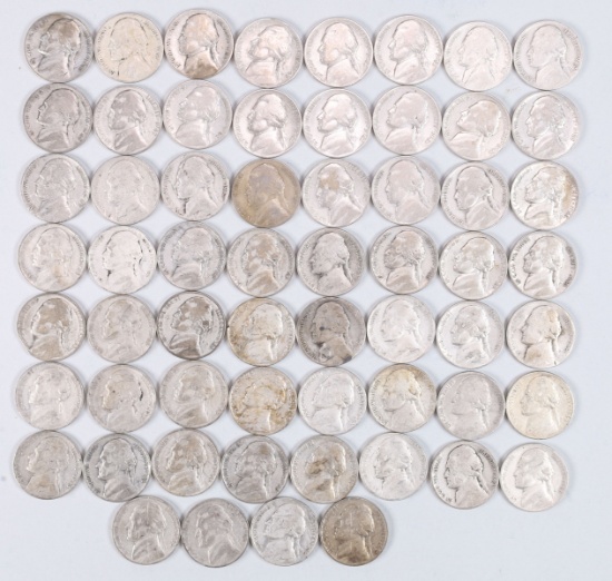 60 War Time Silver Nickels,  Philadelphia Mint
