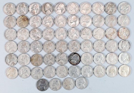 64 War Time Silver Nickels, 1944-1945 Philadelphia Mint