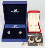 2 Swarovski Earrings, 1 Mellini Earrings & 1 Pendant