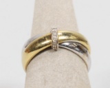 Two Toned Criss Cross 750 Ring, Sz.6 , 3.2 Grams