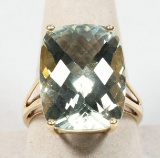 Ross & Simons 14K Green Amethyst Style Cocktail Ring, Size 10