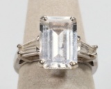 14K Clear Faceted Stone Ring, Sz. 5.25, 4.2 Grams