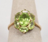 14K Gold Peridot Style Cluster Ring, Sz. 6.75, 2.5 Grams