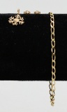 14K Gold Bracelet, Snow Flake Charm &