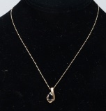 14K Gold Chain & Black Onyx Style Pendant, 3.8 Grams