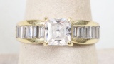 14K Gold Ring w/ CZ Stones, Size 8, 4.5 Grams